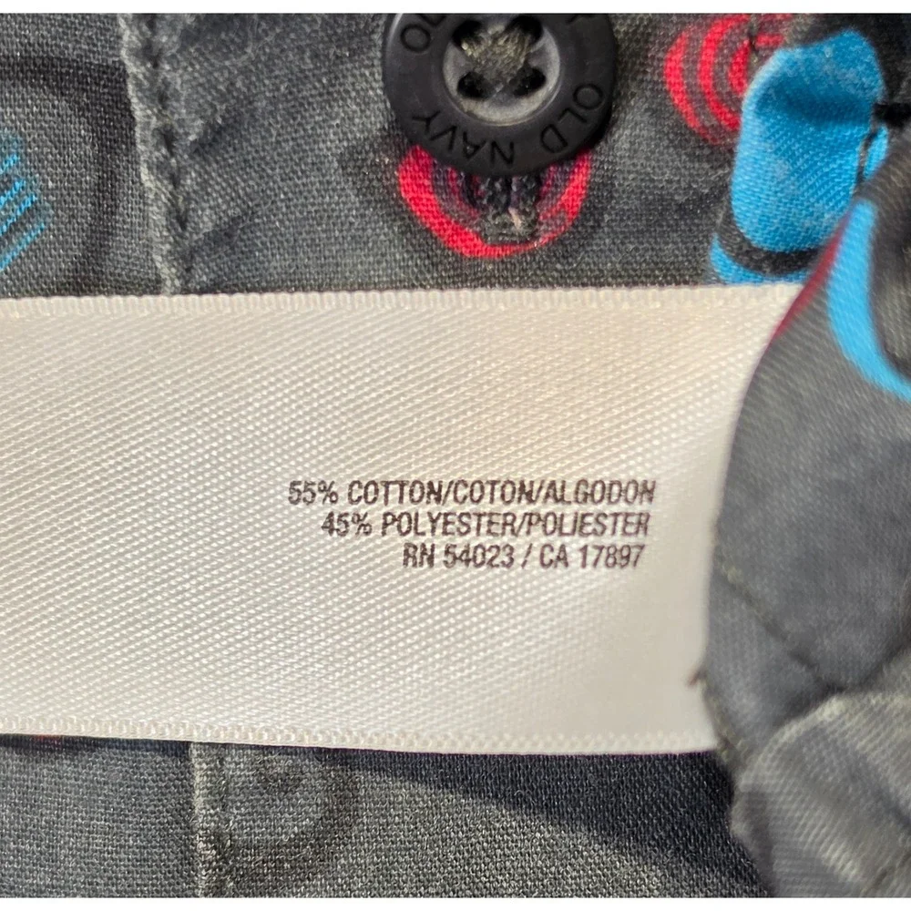 Old Navy Boys Gray Glasses Mustache Print Short Sleeve Button Down Shirt Size S